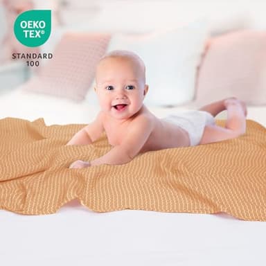 david's kids 4 Pack Baby Muslin Swaddle Blankets, 100% Cotton and Ultra Soft Breathable Receiving Blanket Wrap for Boys Girls, New Born Essentials, Large 47 x 47 inches, Rainbow/Wave - Image 5