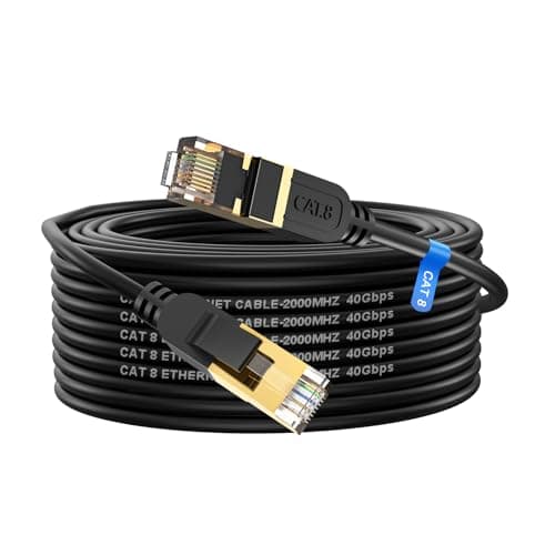 Cat 8 Ethernet Cable, 50FT High Speed Heavy Duty 26AWG Cat8 LAN Network Cable 40Gbps, 2000Mhz with Gold Plated RJ45 Connector, Outdoor&Indoor Internet Cable Compatible for Router Gaming Modem Xbox - Image 1