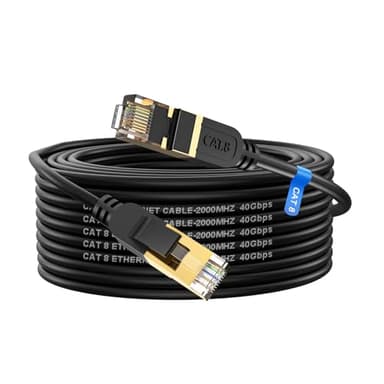 Cat 8 Ethernet Cable, 50FT High Speed Heavy Duty 26AWG Cat8 LAN Network Cable 40Gbps, 2000Mhz with Gold Plated RJ45 Connector, Outdoor&Indoor Internet Cable Compatible for Router Gaming Modem Xbox - Image 1