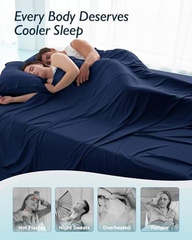 Breescape Cooling Sheet Set Twin XL Size - BlendTek™ Dry & Cool Technology for Hot Sleepers and Night Sweats, Q-Max>0.46 Tech, Deep Pocket Up to 18", 360° Elastic Band, Twilight Blue - Image 5