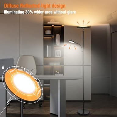 marctronic Floor Lamps for Living Room, 44W/4500LM Super Bright 2 in 1 LED Floor Lamp with Remote, Stepless Dimmable, 69" Tall Standing Floor Lamp with Bendable Reading Light for Bedroom Office - Image 3