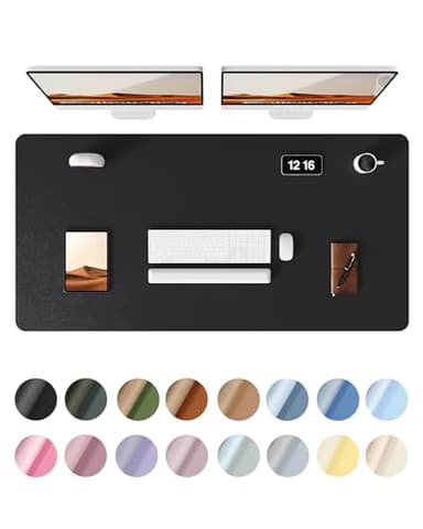 YSAGi Leather Desk Protector, Office Mat, Large Mouse Mat, Non-Slip PU Leather Blotter, Laptop Desk Pad, Waterproof Writing Pad for Office and Home (Black, 47.2" x 23.6") - Image 1