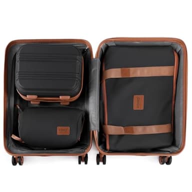 Kono Luggage Set 4 Piece Carry On Hardside Luggage with TSA Lock Spinner Wheels Carry On Suitcase Apricot Black - Image 8