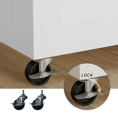 IRONCK Rolling Kitchen Island Table on Wheels with Drop Leaf, Storage Cabinet, Drawer, Spice/Towel Rack, Kitchen Cart, 47.25" Wide White - Image 6