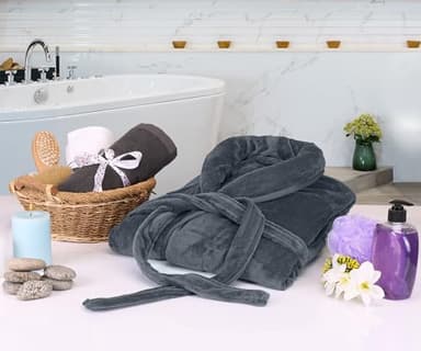 NY Threads Mens Robe, Luxury Plush Fleece Mens Bathrobe, Spa Bath Robe for Men, Large-X-Large, Grey - Image 6