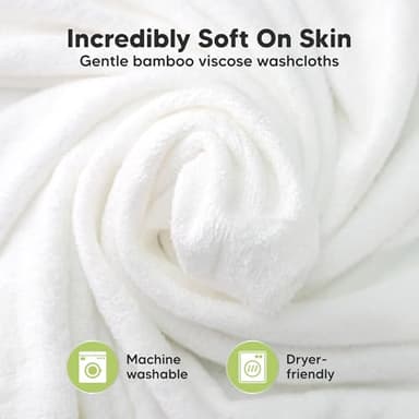 6-Pack Baby Washcloths - Soft Absorbent Viscose from Bamboo Wash Cloths for Babies, Kids, Toddlers, Infant, Newborn Bath Towels, Gentle on Sensitive Skin, 10x10 Reusable Face Towels (White) - Image 2