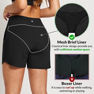 baleaf Women's Swim Shorts Tummy Control Modest Swimsuits Bathing Suit Bottoms 5" Board Shorts Beach Trunks with Pockets Black L - Image 4