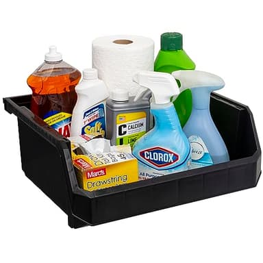 ReadySpace Plastic Containers for Organizing and Storage Bins for Closet, Kitchen, Office, Garage or Pantry Organization, Stackable Bins, Extra Large (14.8" x 16.5" x 7"), 4-Pack, Black - Image 6