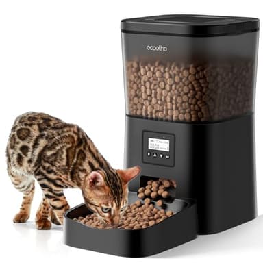 Espelho Automatic Cat Feeder- 4L Timed Cat Food Dispenser 1-6 Meals Control for Cat and Small Dog- Auto Pet Feeder with Desiccant Bag Keep Fresh for Reliable Easy Set Up and Clean- Voice Recorder - Image 1