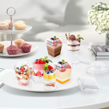 380 Pack Mini Dessert Cups with Spoons and lids, 3 and 5 oz Mini Clear Parfait Cups, Shooters Cups for Party, Round Yogurt Cups, Reusable Fruit Ice Cream Cake Pudding Cups - Image 6