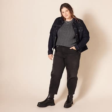 Amazon Essentials Women's Soft Fisherman Cable Long-Sleeve Crewneck Sweater (Available in Plus Size), Charcoal Heather, Small - Image 8