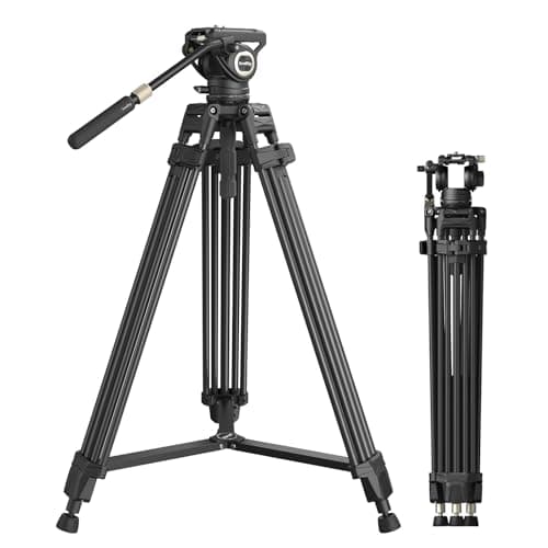 SmallRig Heavy-Duty Carbon Fiber Tripod with FreeSpeed One-Step Height Adjust, 75" Tall, Fluid Head, Dual-Mode QR Plate for DJI/MFT, Load up to 17lbs, Professional Video Tripod for Camera AD-80S - Image 1