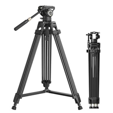 SmallRig Heavy-Duty Carbon Fiber Tripod with FreeSpeed One-Step Height Adjust, 75" Tall, Fluid Head, Dual-Mode QR Plate for DJI/MFT, Load up to 17lbs, Professional Video Tripod for Camera AD-80S - Image 1