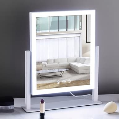 HIEEY Lighted Makeup Mirror, Hollywood Vanity Mirror with Lights, Three Color Lighting Modes, and 5X Magnification Mirror, Smart Touch Control, 360°Rotation (14.1in,White,Gift Box) - Image 5