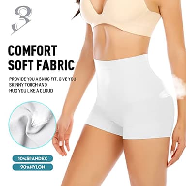Seamless Shaping Boyshorts Panties for Women Tummy Control Shapewear Under Dress Slip Shorts Underwear (Basic White-2,L) - Image 5