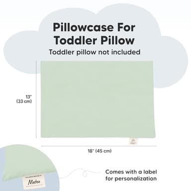 KeaBabies Toddler Pillowcase 13"x18" - Organic Cotton Toddler Pillowcase for Kids, Boys, Girls, Soft & Durable Cotton Cover for Miniature Sleepy Pillows, Cute Colors, Pillow Sold Separately (Sage) - Image 2