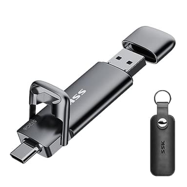 SSK External USB C SSD Flash Drive 512GB, Up to 550MB/s 2-in-1 Type C+ USB A USB3.2 Gen2 Solid State Thumb Drive, Memory Stick Data Storage for iPhone 15/PS4/PS5/Android Phone/Windows/Mac - Image 1