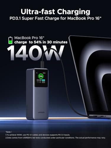 UGREEN Nexode Power Bank 25000mAh 200W Laptop Portable Charger PD 3.1 Fast Charging 90Wh 3-Port Battery Pack with TFT Smart Display for MacBook Pro/Air/ipad/iPhone 17/16/Samsung S24/Dell/HP and More - Image 2