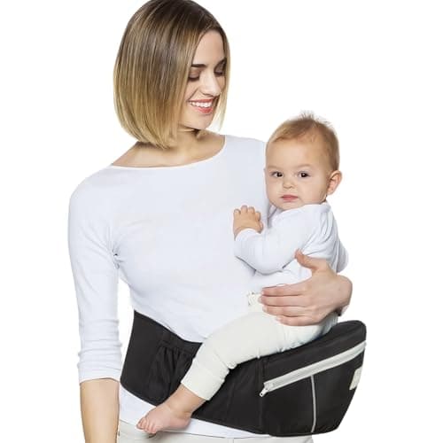 Safotad Baby Carrier with Hip Seat, Ergonomic Front Carrier for Newborns & Toddlers, Adjustable Waistband with Strong Support, Large Pocket Design, Black - Image 1