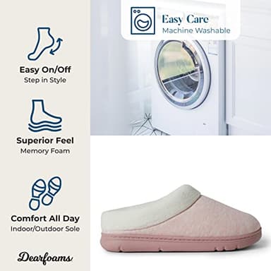 Dearfoams Women's Olive Memory Foam Sweatshirt Clog Slipper, Pale Mauve, Large - Image 3