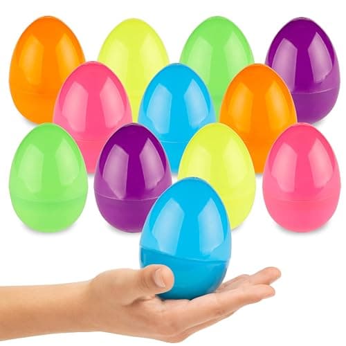 PREXTEX 3.5” Unfilled Easter Eggs, 12 pcs Empty Plastic Eggs Fillable with Candy, Presents for Toy Basket - Easter Decorations, Toy Egg Basket - Boys and Girls - Image 1