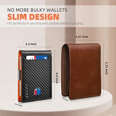RUNBOX Slim Wallets for Men - Leather Money Clip Mens Wallet - RFID Blocking Front Pocket Bifold Wallet - Thin Credit Card Holder with Gift Box - Image 2