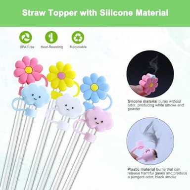 Kynup Replacement Straw Compatible with Stanley 40 oz Tumbler for Stanely Cup, 6Pack Reusable Straw Tritan Material with Cleaning Brush, Silicon Cute Cover Cap - Image 5