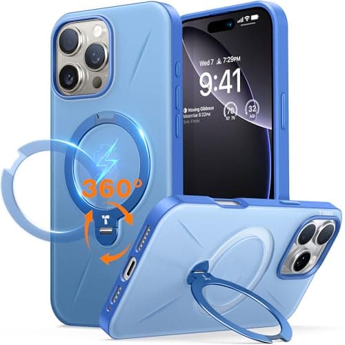 TORRAS 360° Spin Magnetic Stand for iPhone 16 Pro Max Case, Fit for MagSafe, Military Grade Protective Case for iPhone 16 Pro Max Phone Case Ostand with Kickstand Rotatable, Sapphire Blue, 6.9 inch - Image 1