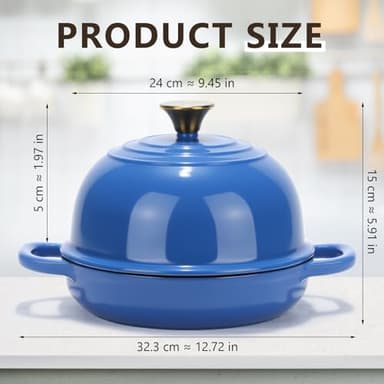 Tioncy Enameled Bread Dutch Oven with Lid for Sourdough Baking 5 Quart Round Cast Iron Dutch Oven Pot Bread Bakers for Kitchen Homemade Cookware Gifts Roasting Frying Cooking Stewing(Blue) - Image 2
