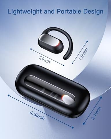 TAGRY Open Ear Headphones Wireless Earbuds, 48Hrs Playtime, Bluetooth 5.4 Ear Buds, Open Ear Bud with Earhook, Mic, Charging Case, IPX7 Waterproof Earphones for Sport Fitness Gym Running Black - Image 8