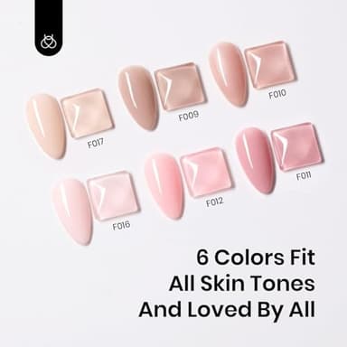 Beetles Rubber Base Gel Nail Polish, 6 Colors Nude Gel Polish Pink Peach Neutral Sheer French Tips Base Colors for Nails Base Flexible U V LED Soak Off Gel Kit for DIY Home Manicure Winter Nail Gifts - Image 5