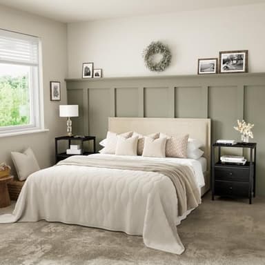 BOLUO Black Nightstand with Charging Station, LED Night Stand with 2 Fabric Drawers, Bedside Table with USB Ports and Outlets, Nightstand for Bedroom Modern - Image 9