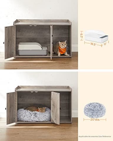 Feandrea Litter Box Enclosure, Cat Litter Box Furniture Hidden, with Front Entry, Modern Cat House for Indoor Cat, Kitty, Side End Table, 32.4 x 20.9 x 19.7 Inches, Greige UPCL001G01 - Image 7