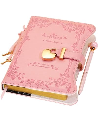 Hoci Poci Diary with Lock and Keys for Girls Gift Ideas, 360 Gold Edged Pages Journal for Women, B6 Refillable Notebook for Writing with Pen and Bookmark (Garden Pink) - Image 1