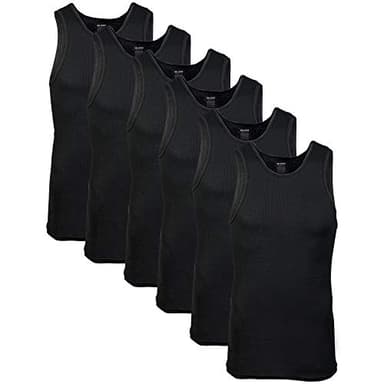 Gildan Men's A-Shirt Tanks, Multipack, Style G1104, Black (6-Pack), 2X-Large - Image 1