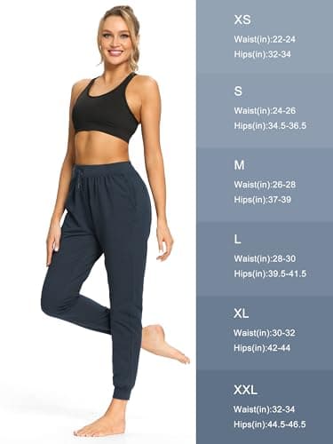 SEVEGO Womens Tall 34 Inseam Jogger Lightweight Cotton Sweatpants Zipper Pockets Running Long Sweat Pants, Dark Blue, L - Image 7