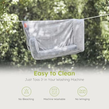 CWAWZ Extra Large Dog Bed, Orthopedic Dog Bed with Cooling Gel Memory Foam, Waterproof XL Pet Bed with Removable Washable Cover, 42" Pet Sofa Couch Dutch Velvet with Bone Toy, Light Gray - Image 9