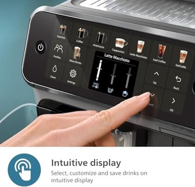 Philips 5500 Series Fully Automatic Espresso Machine, LatteGo Milk System, Integrated Grinder, 20 Hot & Iced Coffee Pre-Sets, SilentBrew, 15-Bar, Black Chrome (EP5544/94) (Renewed) - Image 8