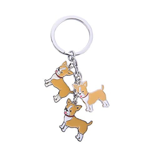 BBEART Dog Keychain, Pet Pendant Key-ring, Cute Puppy ID Tags Metal Key Ring Christmas Gifts for Dog Lover (Yellow Chihuahua) - Image 1