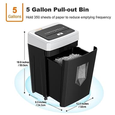 Bonsaii 15-Sheet Office Paper Shredder, 40 Mins Heavy Duty Shredder for Home Office, Crosscut Shreder with Anti-Jam System & P-4 High Security Supports CD/Credit Cards/Staple,5 Gal Pullout Bin C169-B - Image 8