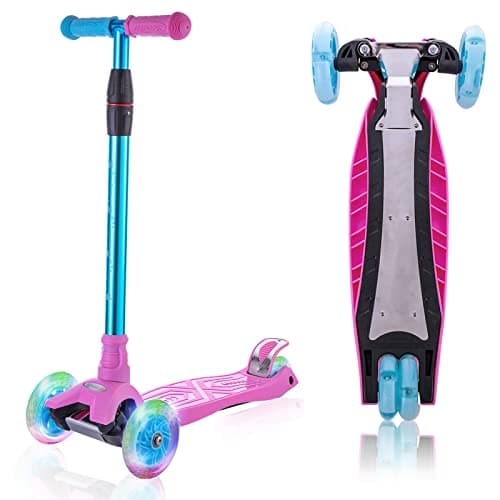 3 Wheel Scooter for Kids, Kids Scooter with Light Up Wheels, Sturdy Deck Design, and 4 Height Adjustable Suitable for Kid Ages 3-12 - Image 1