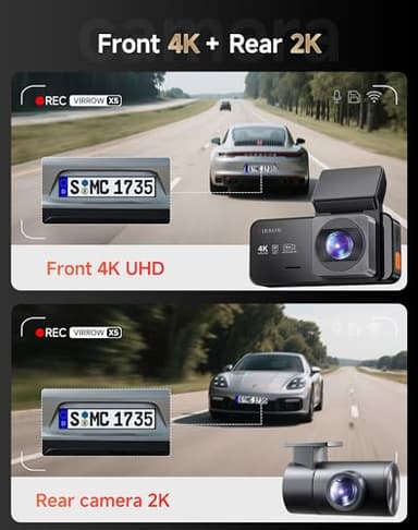 Dash Cam Front and Rear: 4K+2K Dash Camera for Cars - Dashcam Built-in WiFi APP Control 64GB Included 3.39" Touchscreen 24H Parking Monitor WDR Night Vision Loop Recording Collision Detection(X5) - Image 3
