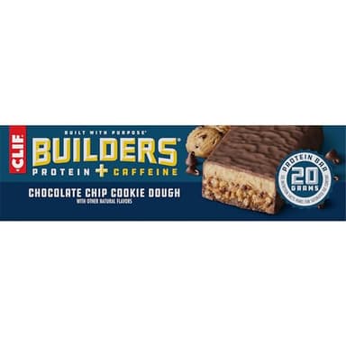 CLIF BUILDERS + Caffeine Protein Bars - Chocolate Chip Cookie Dough Flavor - 20g Plant Based Protein - Gluten Free - Non-GMO - Low Glycemic - No Artificial Sweeteners - 2.4 oz. (12 Pack) - Image 14