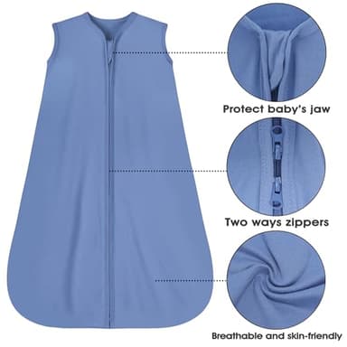 GUNTAIL Baby Sleep Sack 6-12 Months 3 Pack Baby Wearable Blanket 100% Rayon Cotton 2-Way Zipper Toddler Sleeping Sack .Comfy Soft Lightweight TOG 0.3 (Bohemia&Checkered&Blue,) - Image 5