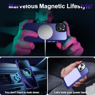 Vlanxie Upgraded Magnetic for iPhone 13 Case/iPhone 14 Case,[Compatible with Magsafe & Military-Grade Protection] Slim Phone Case for iPhone 13/14 6.1 inch (Deep Blue) - Image 3