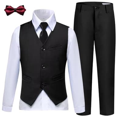 Boys Suit Size 12 Black Suits for Boys Toddler Suit Set First Communion Suit Kids Ring Bearer Christmas Outfit - Image 1