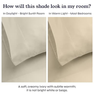 California Design Den Split King Size Sheet Set –100% Cotton, 500 Thread Count Sateen, Cooling Deep Pocket Bedding for Adjustable Beds, Includes Twin XL Fitted Sheets & Pillowcases –Ivory (Beige Tone) - Image 3