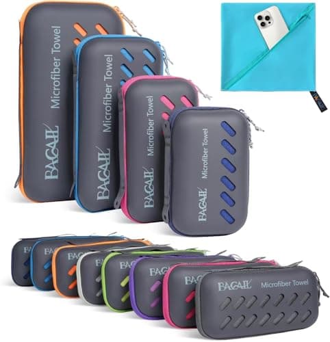 BAGAIL Camping Towel with EVA Case, Compact & Ultra Soft Microfiber Travel Towel - Super Absorbent & Lightweight Quick Dry Towels for Sports, Beach, Gym, Backpacking, Hiking and Yoga - Lake Blue, XXL - Image 1