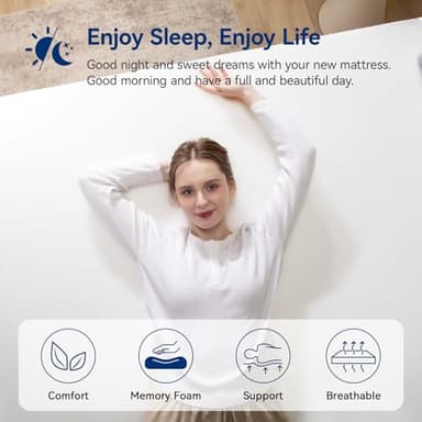 Amazon Basics Memory Foam Mattress, Soft Plush Feel, 10 Inch, Full, White/Grey - Image 6