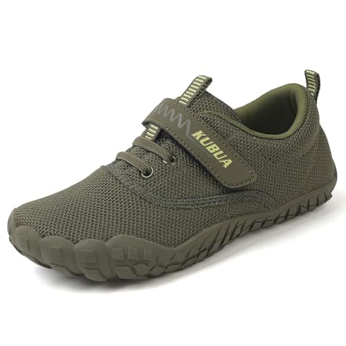 KUBUA Kids Barefoot Shoes Boys Girls Running Walking Sports Minimalist Zero Drop Sneakers Naturally Lightweight Splay Shoes C Khaki 4 Big Kid - Image 1